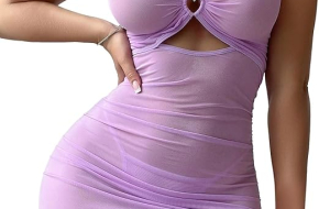 Sexy Chain Sheer Mesh Ruched Bodycon Mini Lingerie Dress with Thong 2 Piece Set Outfits