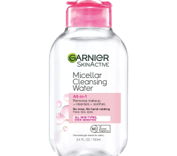 Garnier Micellar Cleansing Water, All-in-1 Makeup Remover and Facial Cleanser, For All Skin Types, 3.4 Fl Oz (100mL), 1 Count (Packaging May Vary)