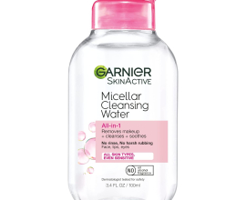 Garnier Micellar Cleansing Water, All-in-1 Makeup Remover and Facial Cleanser, For All Skin Types, 3.4 Fl Oz (100mL), 1 Count (Packaging May Vary)